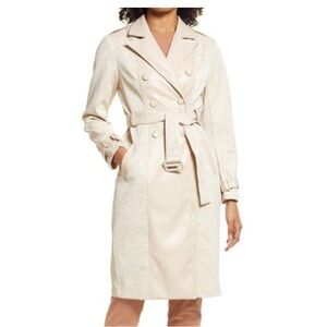 BRAND NEW w/ tags JLUXLABEL Snakeskin Print Panel Trench Coat (Beige)